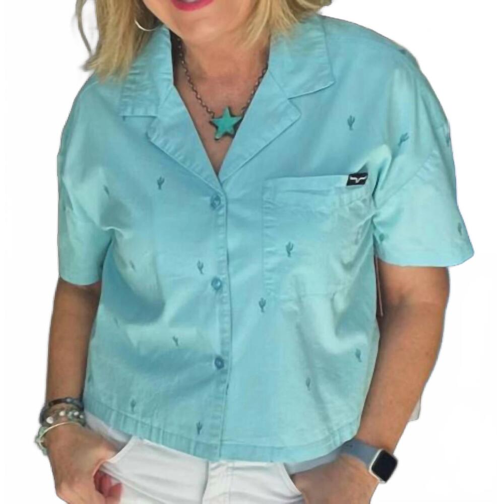 NEW KIMES RANCH lady cisco crop blouse in light blue